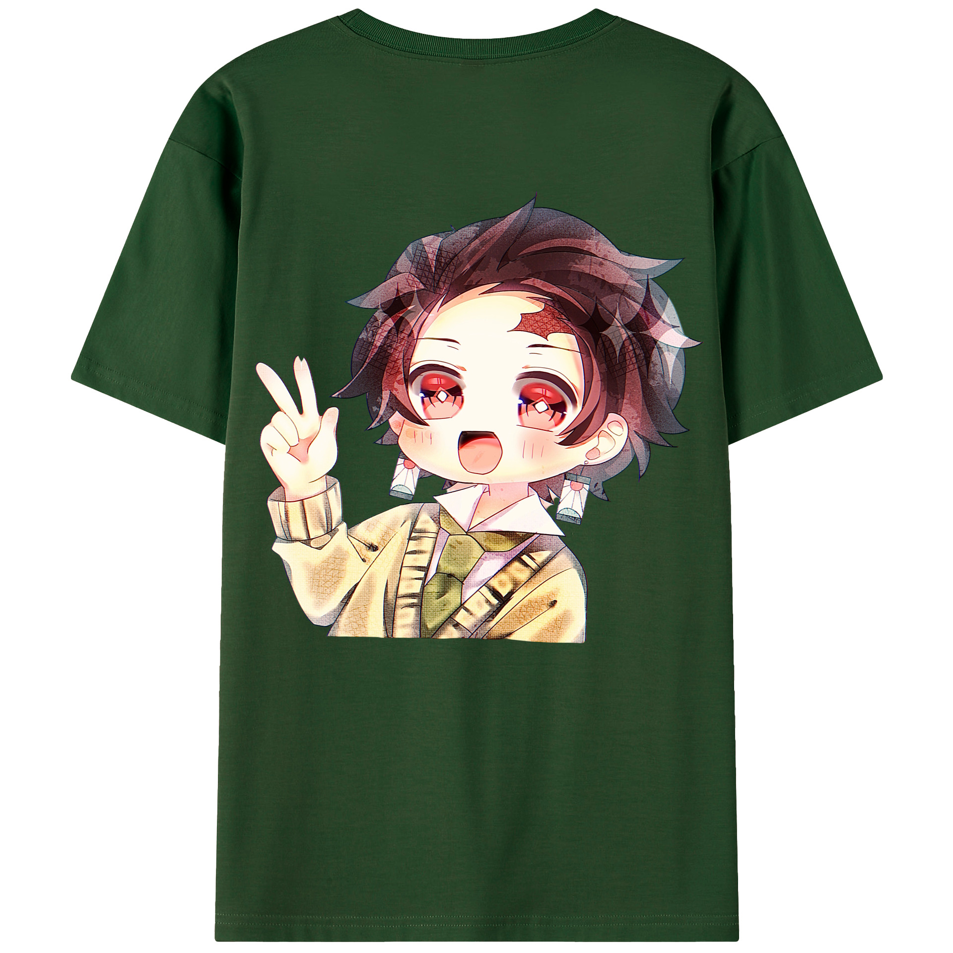 （画像用） 鬼滅の刃 竈門 炭治郎／かまど たんじろう Kamado Tanjirou 綿100％半袖Tシャツ（背面プリント）